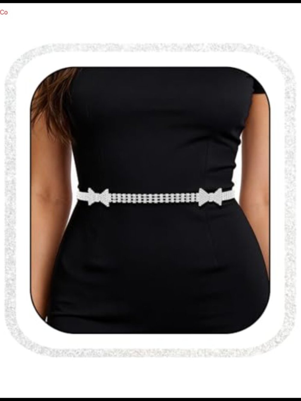 Rhinestone Bow Chain Belt Adjustable Pull-Through Fashion Belt